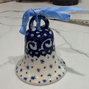 Poland “Boleslawiec” blue & white bell ornament